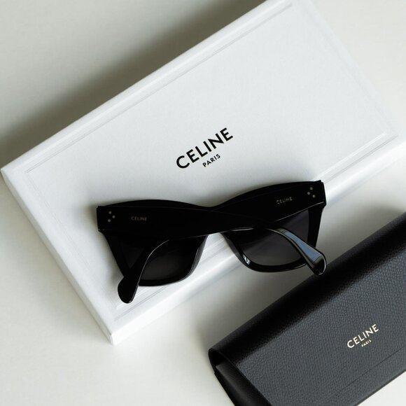 Celine 3 DOTS Women Sunglasses Black Grey Gradient CL4004IN 01D NEW AUTHENTIC - Picture 12 of 13